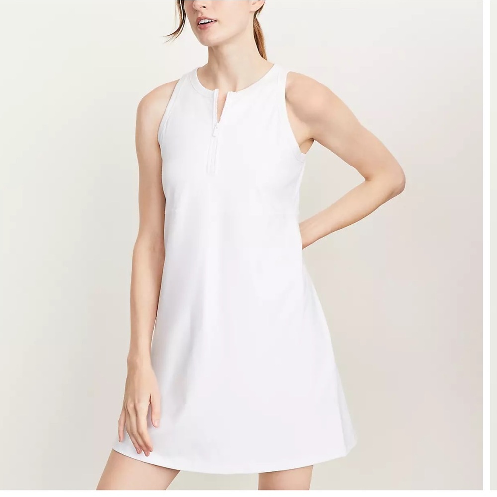 NWT Lou & Grey Zip Softsculpt Mini Tennis Dress White Sleeveless pickleball XXL